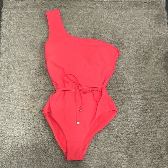 Sea Level One Shoulder One Piece Swimsuit Tangerine Size 8 New Retails 179 - Picture 3 of 5
